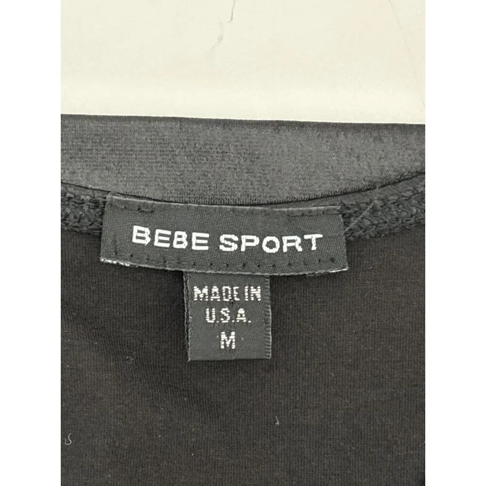 Bebe Sport Vintage Tank Top M Y2K Faux Leather Liquid Look Racerback Made in USA - Picture 6 of 13